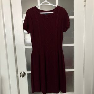 Tommy Hilfiger woven dress with short sleeves and cable-knit pattern.